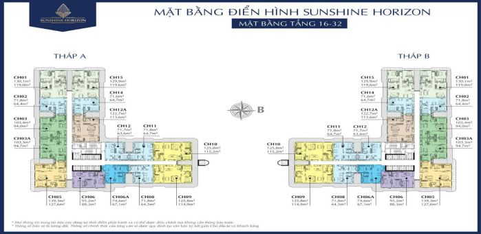 Mặt bằng điển hình căn hộ dự án Sunshine Horizon Quận 4